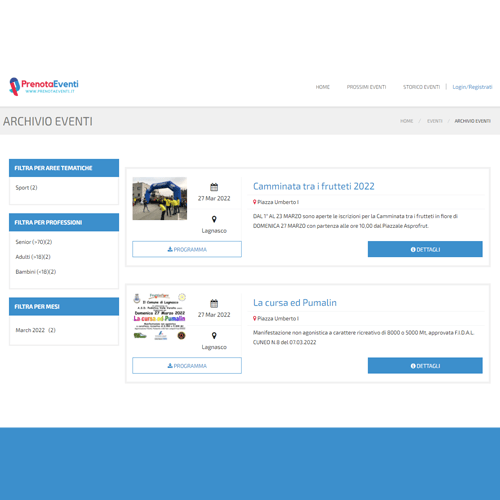 Prenota eventi